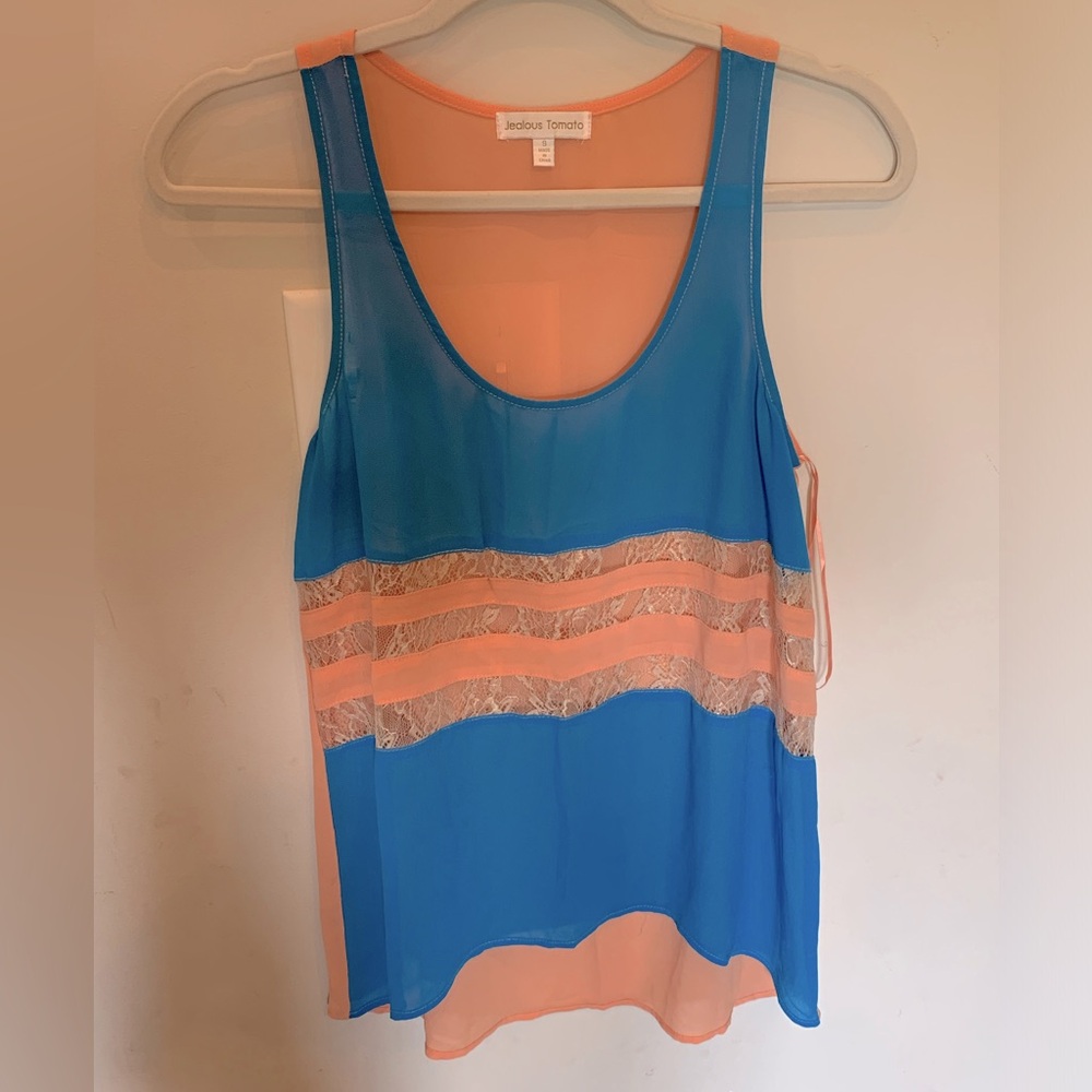 Jealous Tomato (boutique) lace detail sheer tank top